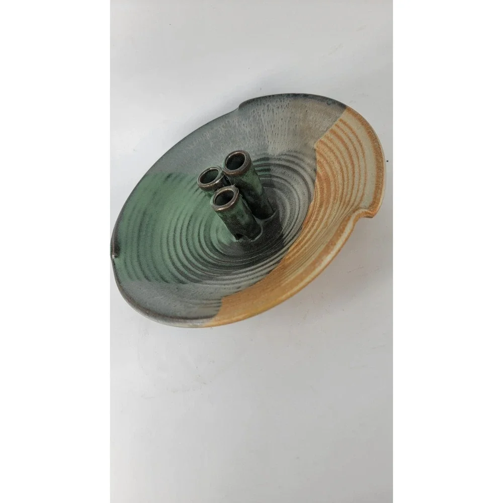 Studio Art Pottery Ikebana 3 Stem Flower Vase Signed Noah Squires 8